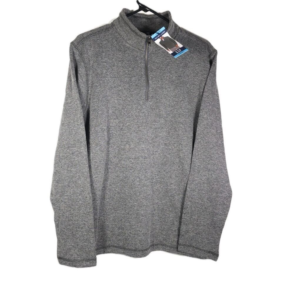 Gap Men's NWT Sz Large Dark Shadow Half Zip Mock Neck Pullover Sweater